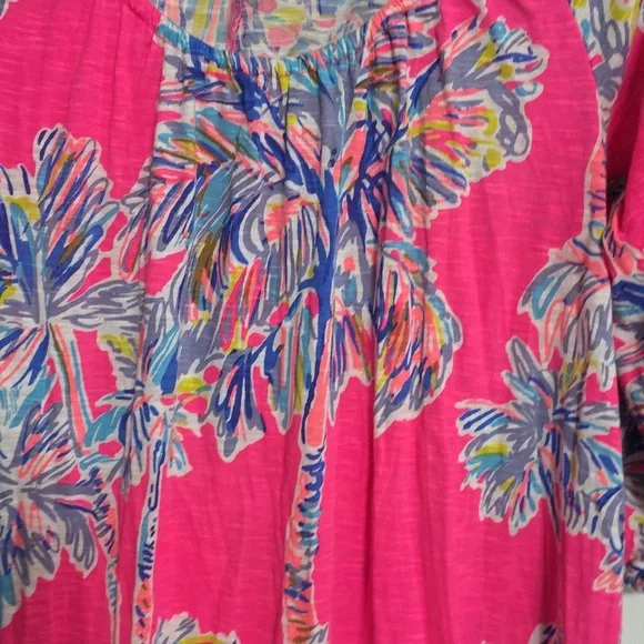 Lilly Pulitzer Alia Beach Cover-Up Loungewear Vibrant Colors Palm Trees Sz S EUC - Picture 3 of 9